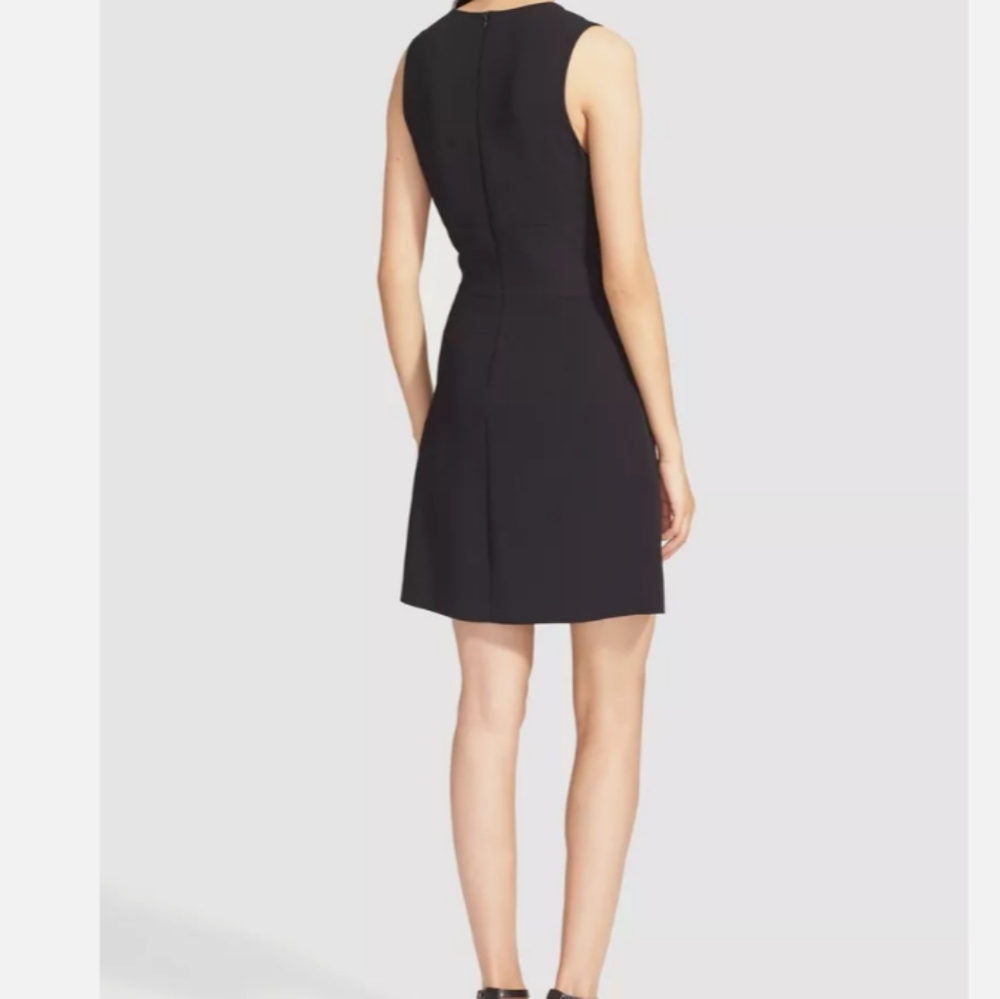 A.L.C. Jacobson black sleeveless deep-v dress. Metal bar detail at waist. Size 2 - Picture 7 of 14